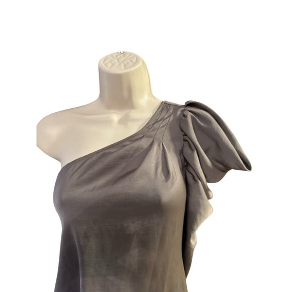 BCBGMaxAzria Taupe Satin One-Shoulder Cocktail Party Dress XS NWT - Picture 2 of 6